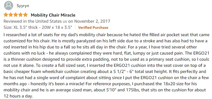 review for your wheelchair cushion