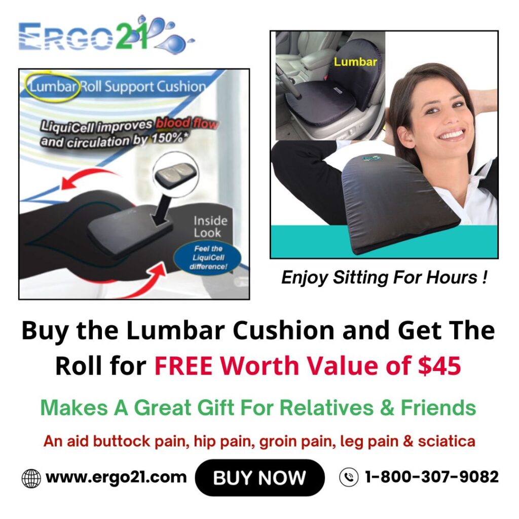 Excellent Seat Cushion - Spine Surgeries, Spinal Stenosis, Sciatica - 150%  Blood Flow - LiquiCell Membrane Technology - Ergo21