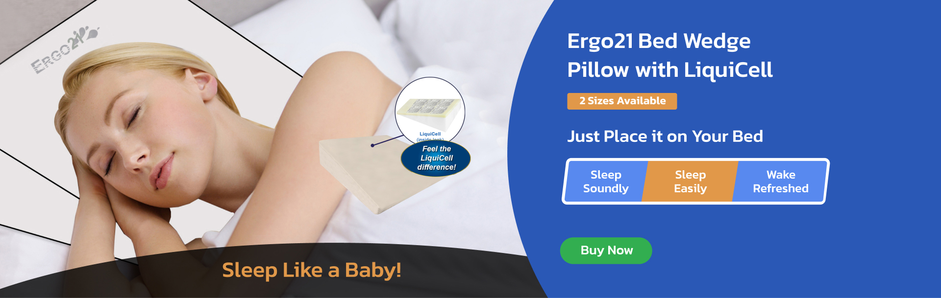 Ergo21 Bed Wedge Pillow with LiquiCell